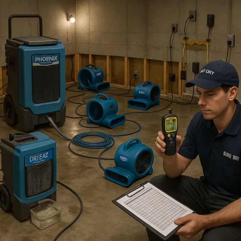 Structural Drying and Dehumidification process in Chouteau, OK